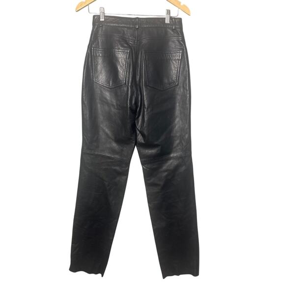 Vtg Leather Pants Michael Hoban North Beach Womens 5 Pckt Black Sz 7/8 Glamrock - Picture 3 of 11